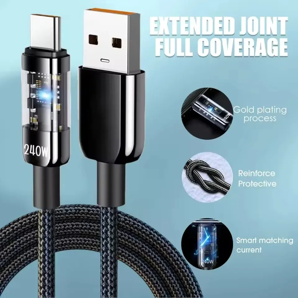 Kabel Pengisi Daya Ganda 240W, - Braided Line ulasan dan harga